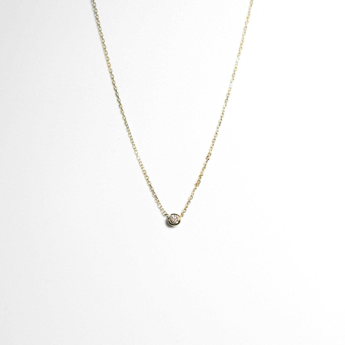 18K 0.1ct 1Point Diamond Necklace - aucentic