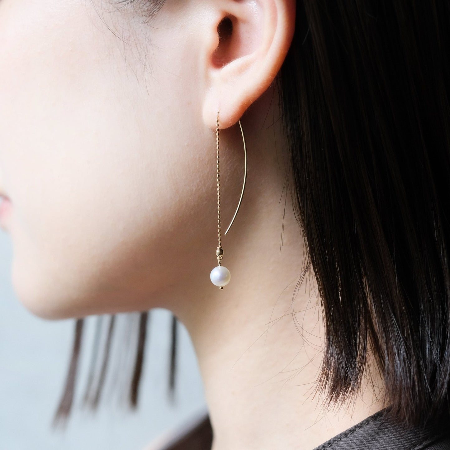 18K Akoya Pearl Chain Earrings - aucentic