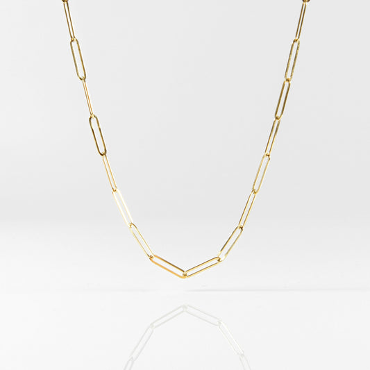 18K Paperclip Necklace - aucentic