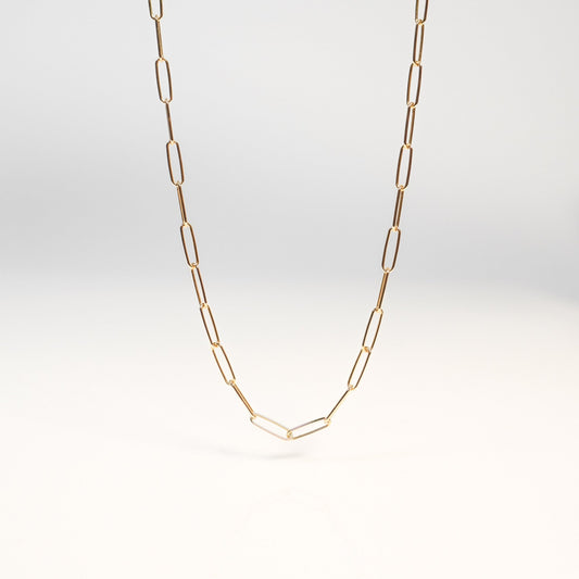 18K Solid Gold Oval Chain Necklace - aucentic